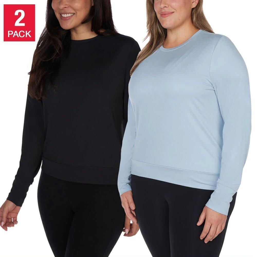 NWT Lukka Lux Women's 2-Pack Moisture Wicking Long Sleeve Sweatshirt Active Top